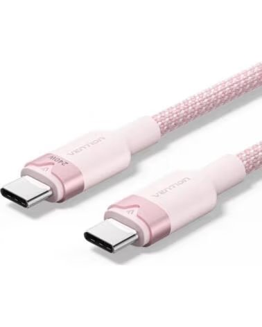 VENTION Cable USB 2 0 Tipo-C 5A TRIPF- USB Tipo-C Macho - USB Tipo-C Macho- Hasta 240W- 480Mbps- 1m- Rosa