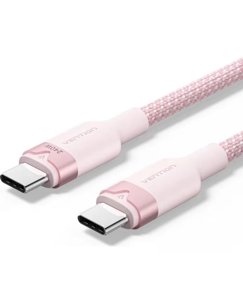 VENTION Cable USB 2 0 Tipo-C 5A TRIPH- USB Tipo-C Macho - USB Tipo-C Macho- Hasta 240W- 480Mbps- 2m- Rosa