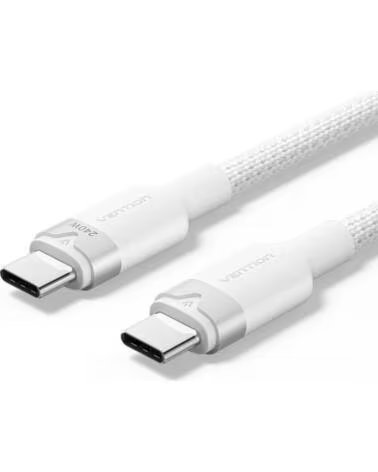 VENTION Cable USB Tipo-C 2 0 5A TRIWF- USB Tipo-C Macho - USB Tipo-C Macho- Hasta 240W- 480Mbps- 1m- Blanco