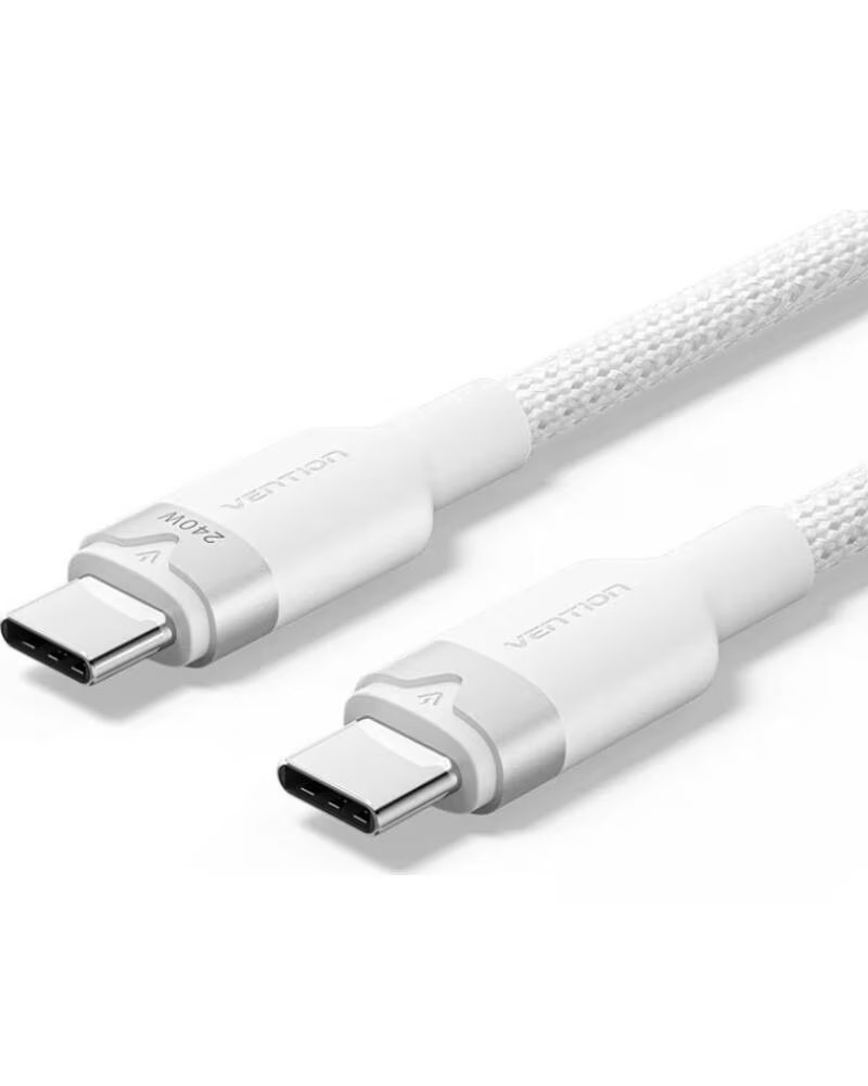 VENTION Cable USB Tipo-C 2 0 5A TRIWH- USB Tipo-C Macho - USB Tipo-C Macho- Hasta 240W- 480Mbps- 2m- Blanco