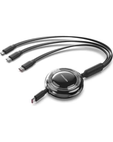 VENTION Cable USB Tipo-C 2 0 5A TRKBBE- USB Tipo-C Macho - 3x USB Tipo-C Macho- Hasta 100W- 480Mbps- 1 1m- Negro