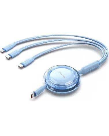 VENTION Cable USB Tipo-C 2 0 5A TRJSBE- USB Tipo-C Macho - 3x USB Tipo-C Macho- Hasta 100W- 480Mbps- 1 1m- Azul