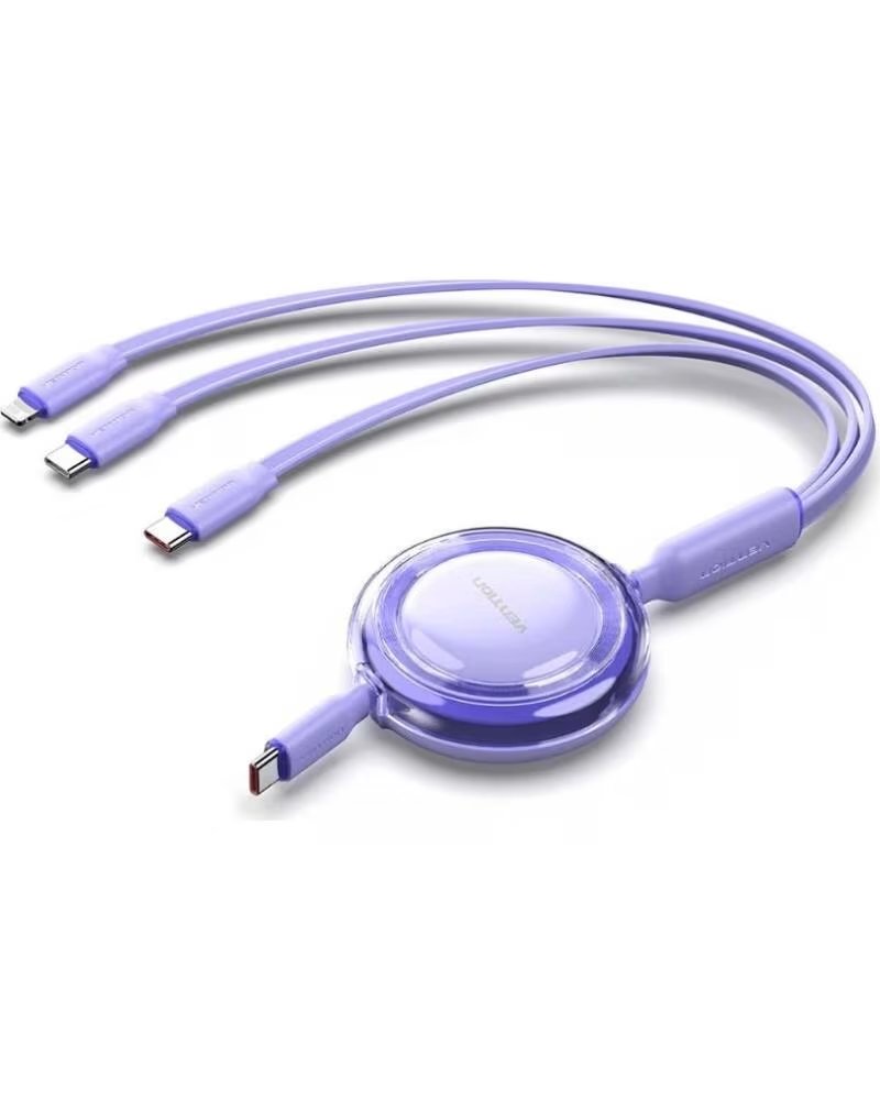 VENTION Cable USB Tipo-C 2 0 5A TRKVBE- USB Tipo-C Macho - 3x USB Tipo-C Macho- Hasta 100W- 480Mbps- 1 1m- Morado