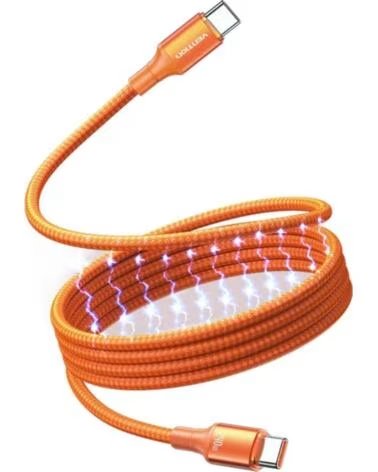 VENTION Cable Magnetico USB 2 0 Tipo-C 5A TSAOF- USB Tipo-C Macho - USB Tipo-C Macho- Hasta 240W- 480Mbps- 1m- Naranja