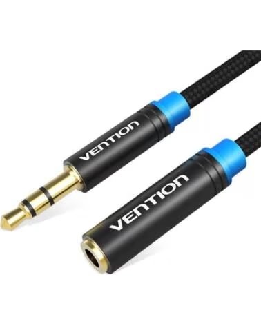 VENTION Cable Estereo VAB-B06-B100-M- Jack 3 5 Macho - Jack 3 5 Hembra- 1m- Negro