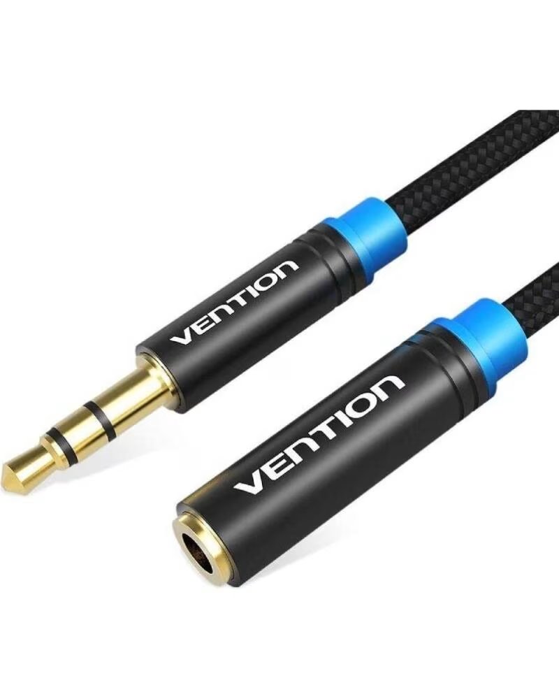 VENTION Cable Estereo VAB-B06-B150-M- Jack 3 5 Macho - Jack 3 5 Hembra- 1 5m- Negro