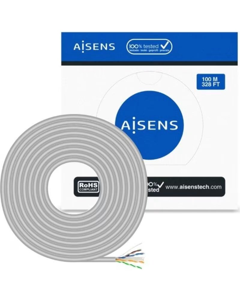 AISENS Bobina de Cable RJ45 UTP AWG23 CCA Aleacion A135-0660 Cat 6- 100m- Gris