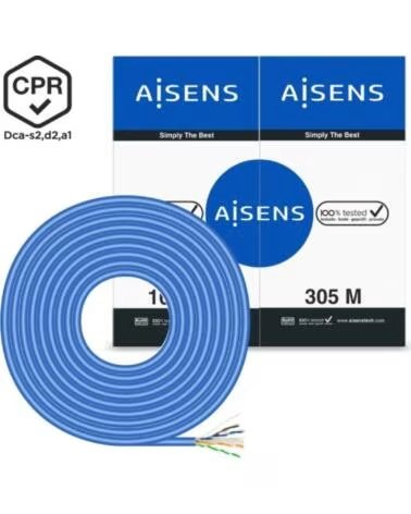 AISENS Bobina de Cable RJ45 UTP AWG24 LSZH CPR Dca A135-0663 Cat 6- 305m- Azul