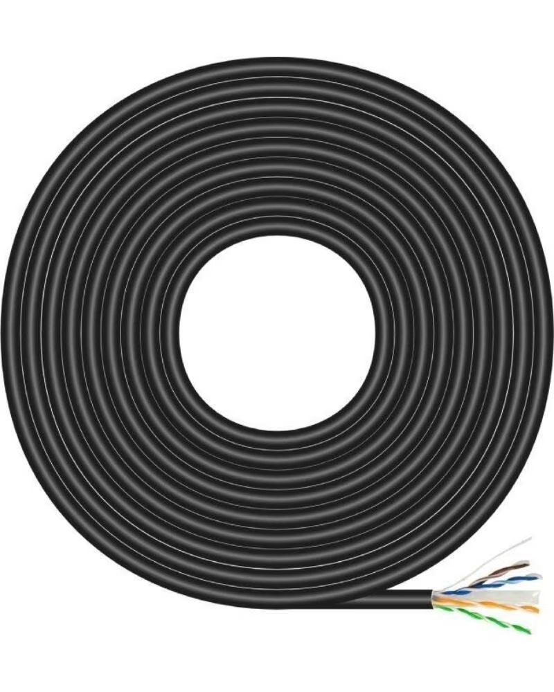 AISENS Bobina de Cable RJ45 para Exteriores UTP AWG23 A135-0675 Cat 6- 100m- Impermeable- Negro