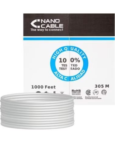 NANO CABLE Bobina de Cable RJ45 UTP Nanocable 10 20 0304-FLEX Cat 5e- 305m- Gris
