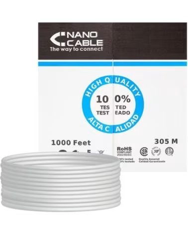 NANO CABLE Bobina de Cable RJ45 UTP Nanocable 10 20 0504 Cat 6- 305m- Gris