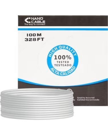 NANO CABLE Bobina de Cable RJ45 UTP Nanocable 10 20 0502 Cat 6- 100m- Gris