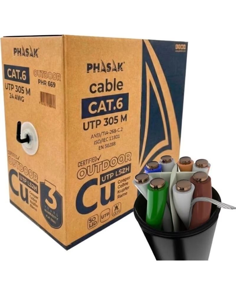 PHASAK Bobina de Cable RJ45 UTP PHR 669 Cat 6- 305m- Gris