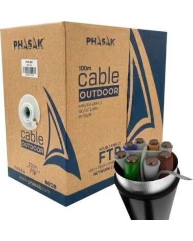 PHASAK Bobina de Cable RJ45 FTP PHR 681 Cat 6A- 100m- Gris