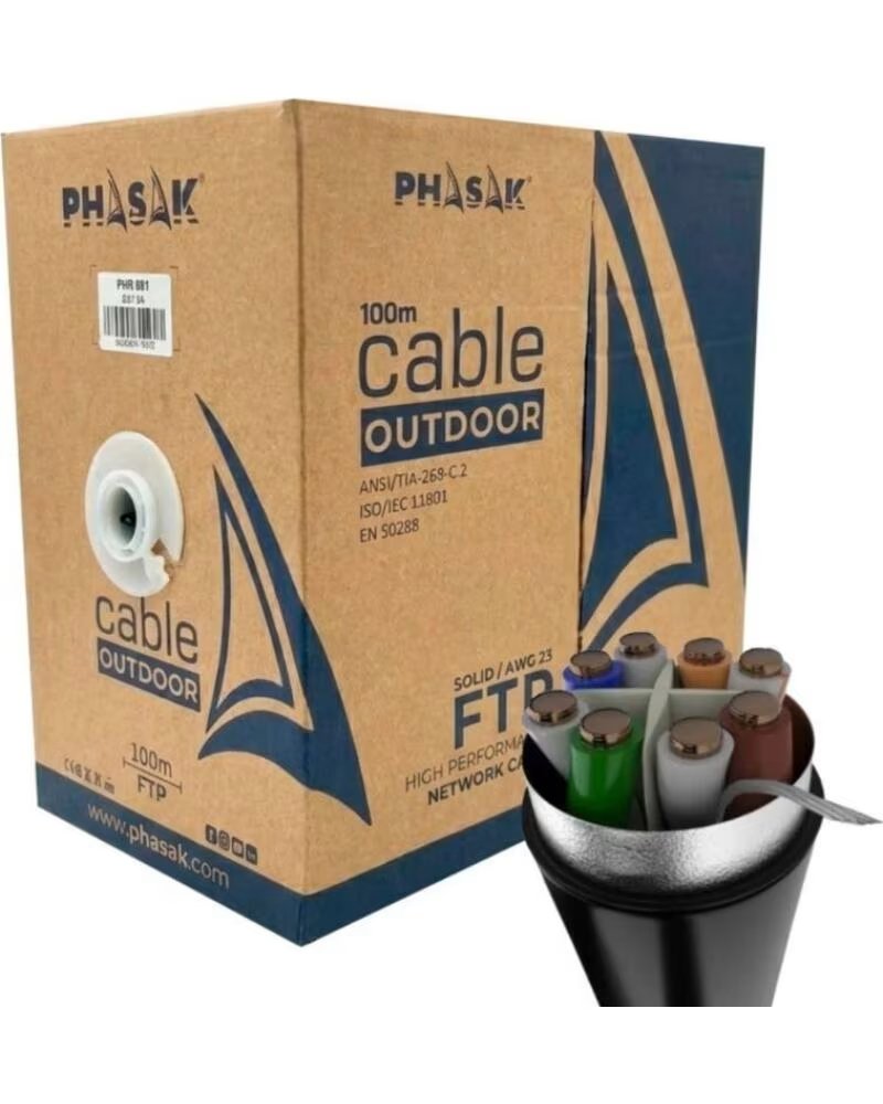 PHASAK Bobina de Cable RJ45 FTP PHR 681 Cat 6A- 100m- Gris