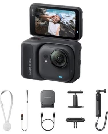 INSTA360 Camara Digital Deportiva GO Ultra Pack Creador- 4K- Angulo de vision 360º- Negra