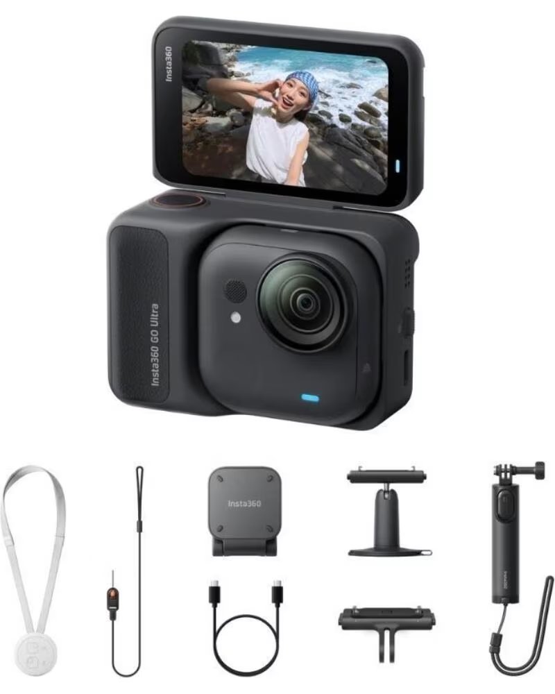 INSTA360 Camara Digital Deportiva GO Ultra Pack Creador- 4K- Angulo de vision 360º- Negra