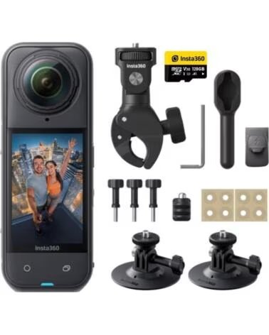 INSTA360 Camara Digital Deportiva X5 Motorcycle Bundle- 8K- Angulo de vision 360º- Negra