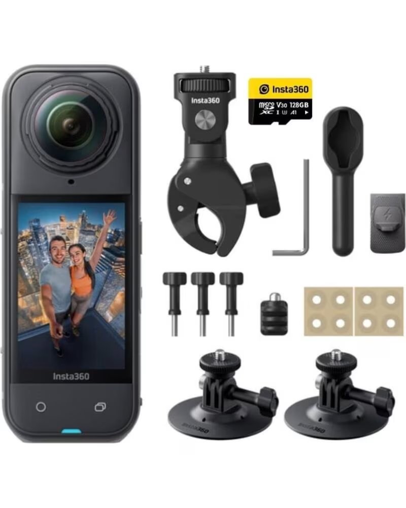 INSTA360 Camara Digital Deportiva X5 Motorcycle Bundle- 8K- Angulo de vision 360º- Negra