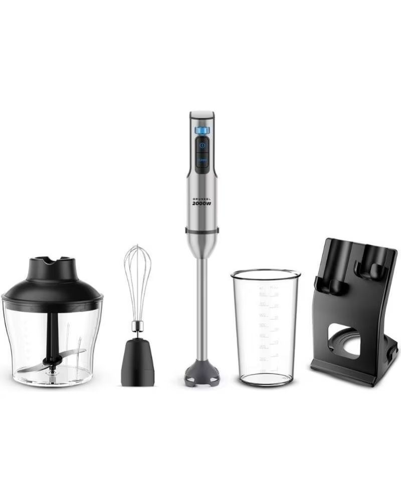 GRUNKEL Batidora de mano BM-2000SET- 2000W- Capacidad 0 8L- Incluye Vaso Picadora Varilla y Soporte