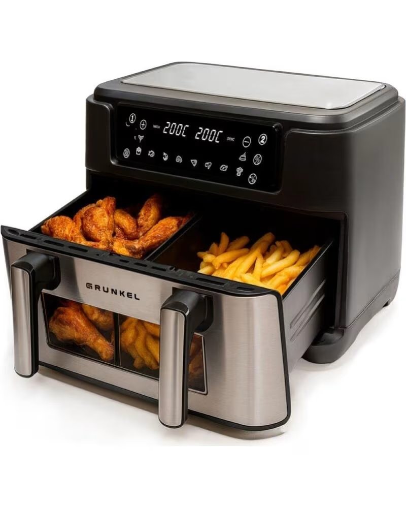 GRUNKEL Freidora por Aire Airfryer - Sin Aceite Dualflexifryer- 2800W- Capacidad 10L
