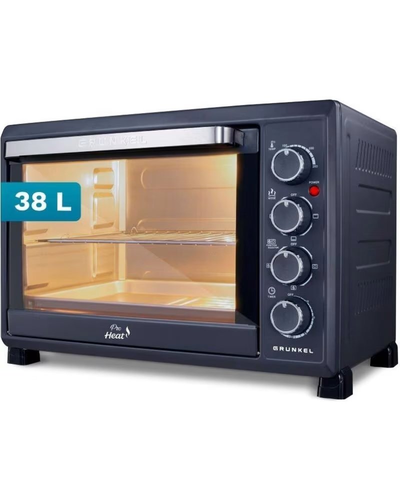 GRUNKEL Horno de Sobremesa HR-38PRO- 2000W- Capacidad 38L- Negro