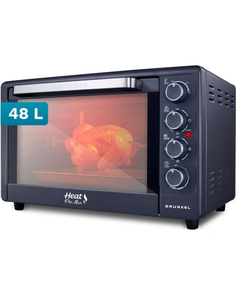 GRUNKEL Horno de Sobremesa HR-48PROMAX- 2200W- Capacidad 48L- Negro
