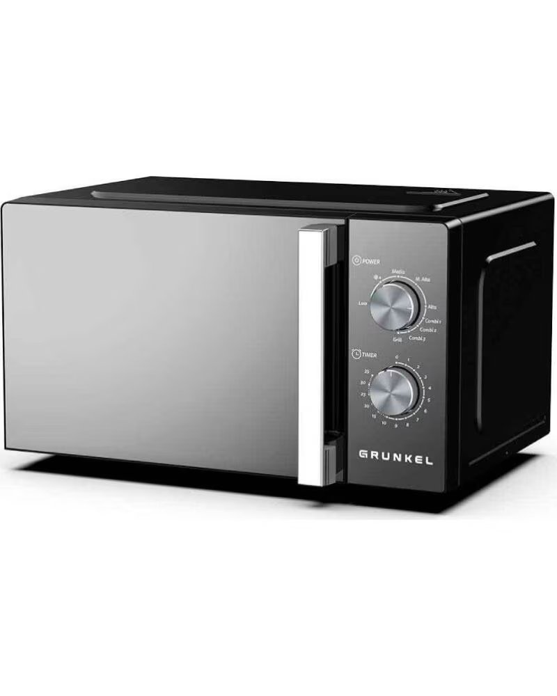 GRUNKEL Microondas MWG-20ESPEJO- 800W- Capacidad 20L- Funcion Grill- Negro