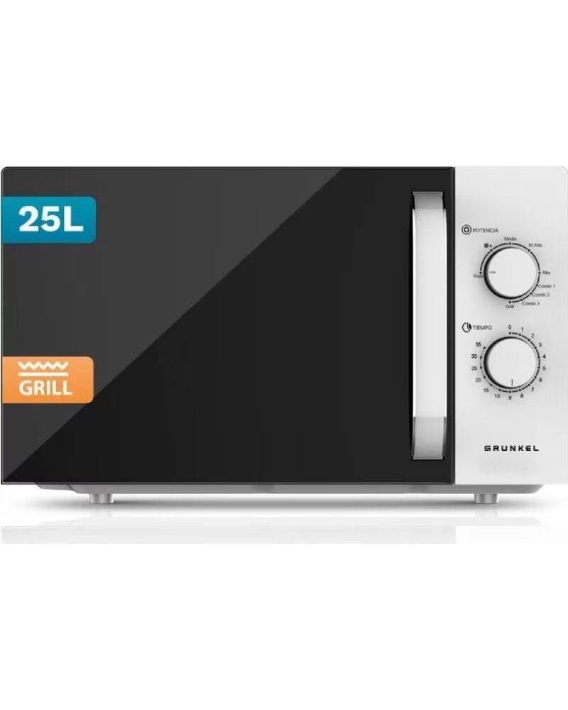 GRUNKEL Microondas MWG-25GRILL- 850W- Capacidad 25L- Funcion Grill- Blanco