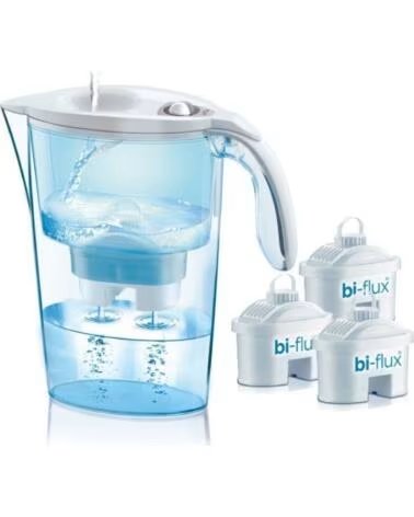 LAICA Pack Jarra Filtrante Stream Line- 2 3L- Blanca- Jarra 3 Filtros BI-FLUX