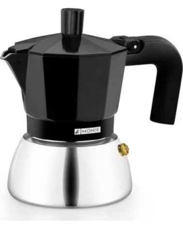 MONIX Cafetera Italiana Induction Inox M863009- 9 Tazas- Negra