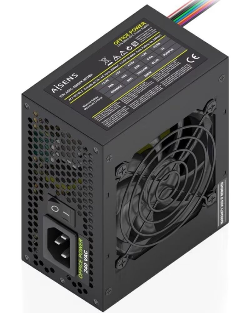 AISENS Fuente de Alimentacion SFX ASPC-500SFX-SEOBK- 500W- Ventilador 8cm