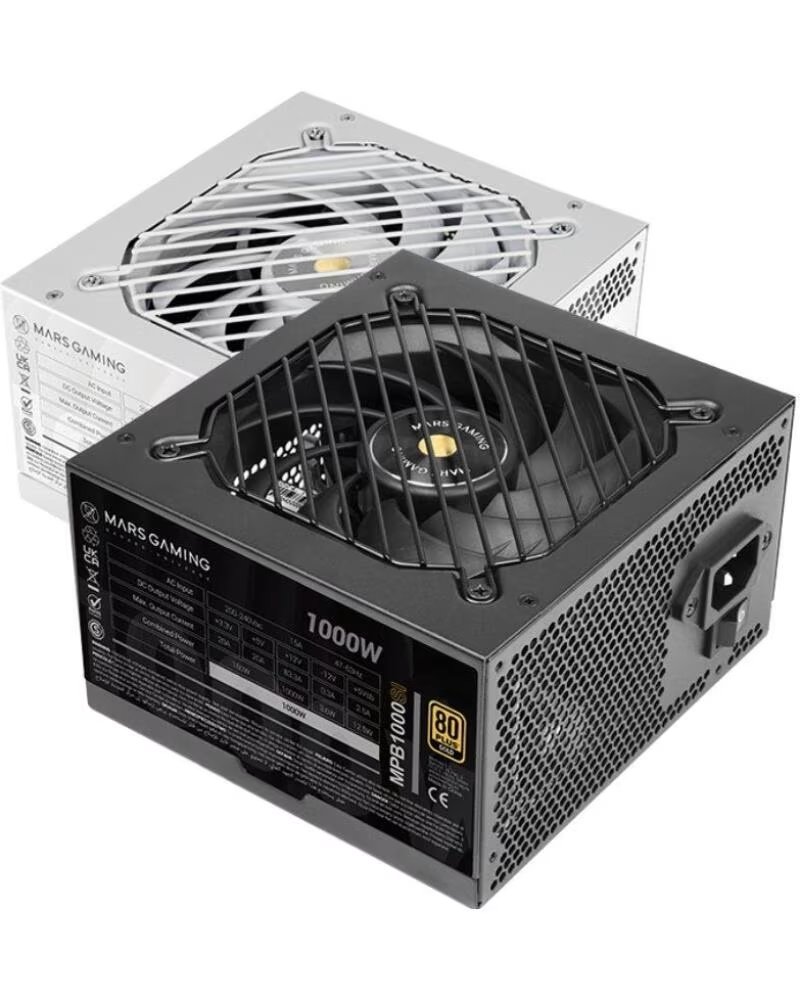 MARS GAMING Fuente de Alimentacion MPB1000SI- 1000W- Ventilador 12cm- 80 Plus Gold
