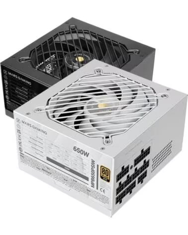 MARS GAMING Fuente de Alimentacion MPB650PSI- 650W- Ventilador 12cm- 80 Plus Gold- Blanca