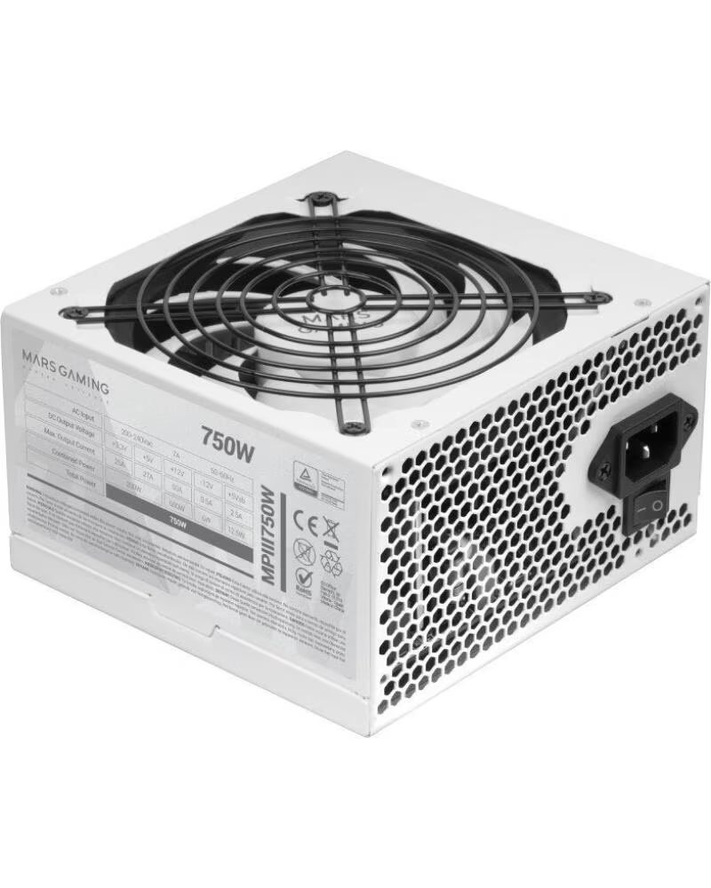 MARS GAMING Fuente de Alimentacion MPIII750W- 750W- Ventilador 12cm- Blanca