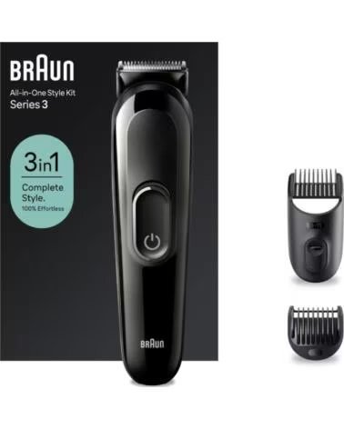 BRAUN Afeitadora All in One 3 en 1 Style Kit Series 3- con bateria- 2 Accesorios