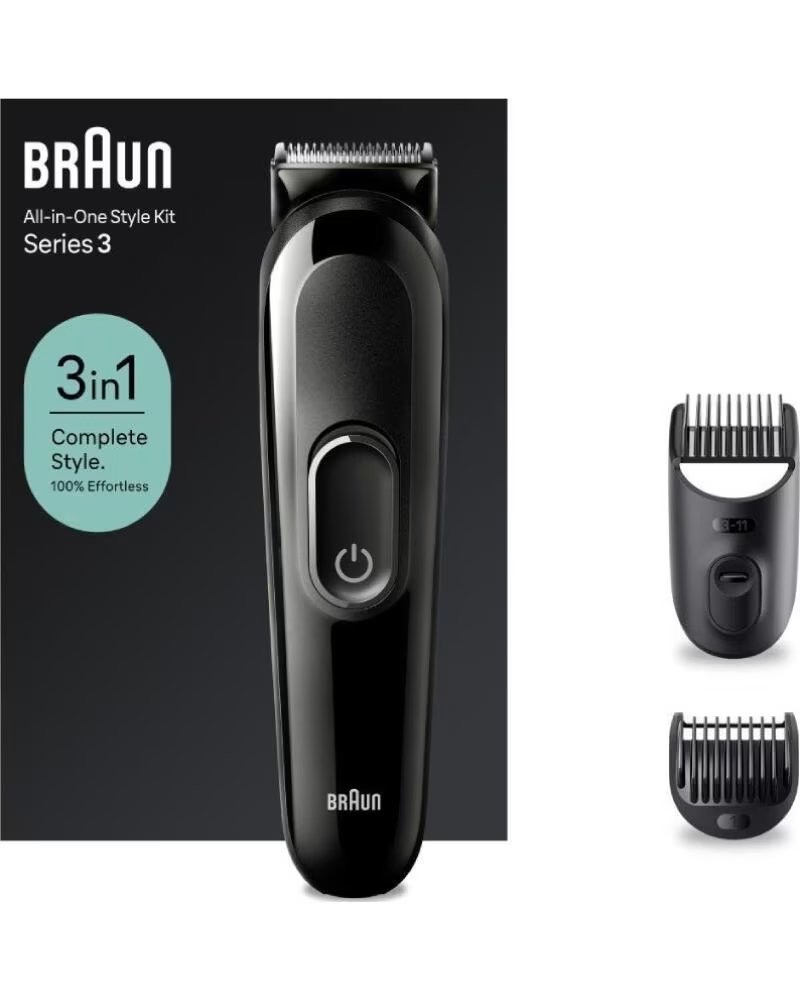 BRAUN Afeitadora All in One 3 en 1 Style Kit Series 3- con bateria- 2 Accesorios