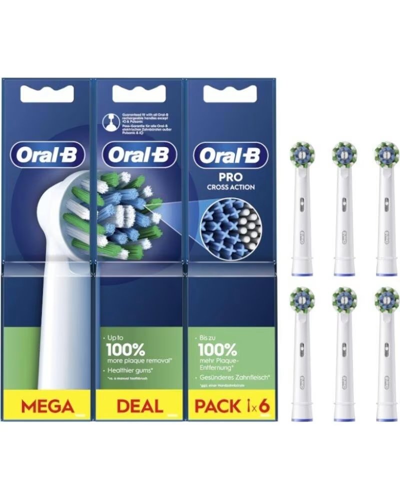 ORAL-B TESTINE DI RICAMBIO PER SPAZZOLINO PRO CROSS ACTION CONFEZIONE DA 6
