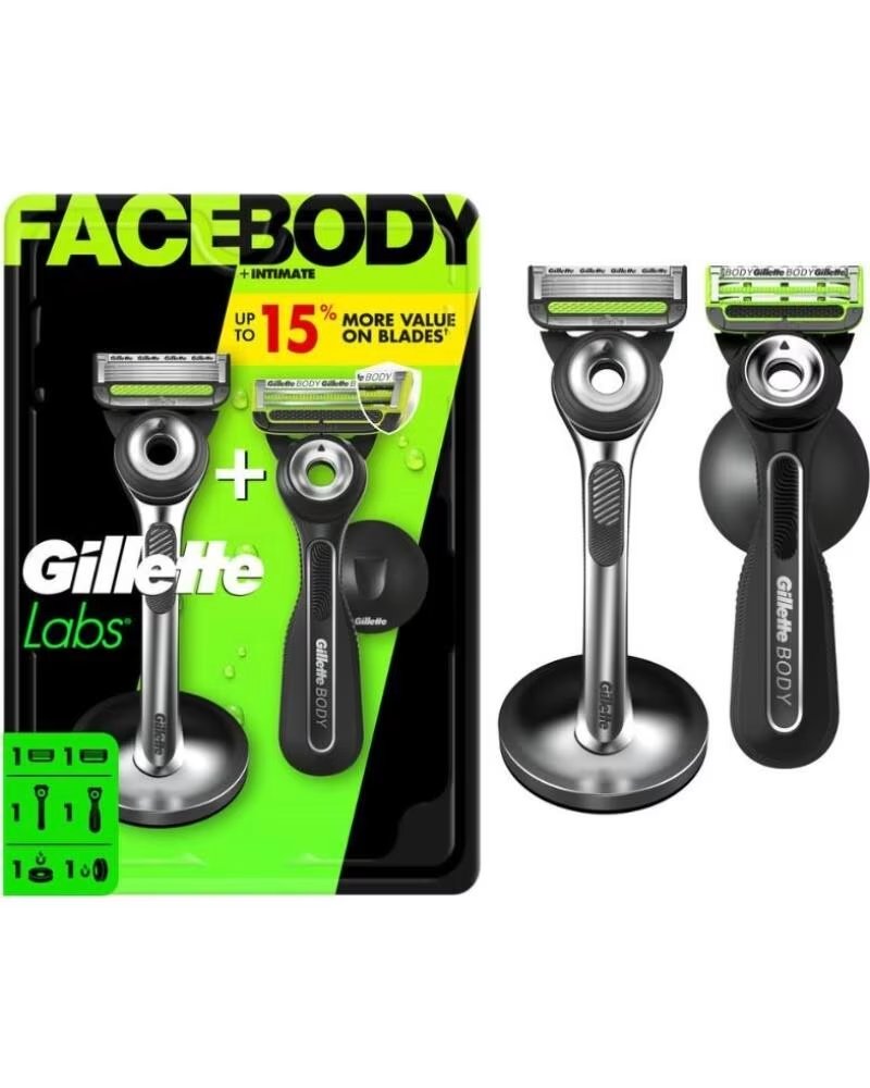 GILLETTE Pack de 2 Cuchillas de Afeitar Labs FaceBody Intimate