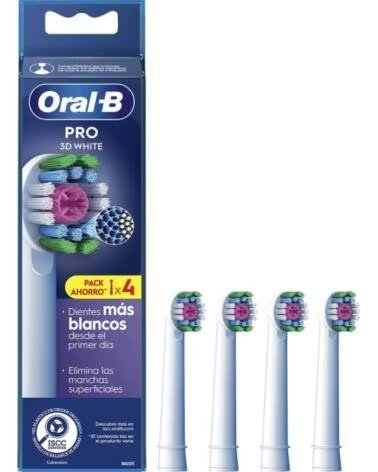 ORAL-B Cabezal de Recambio Braun para cepillo Braun 3D White- Pack 4 uds