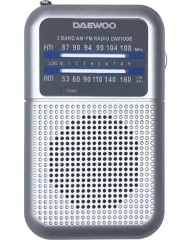 DAEWOO Radio Portatil DW1008- a Pilas- Plata