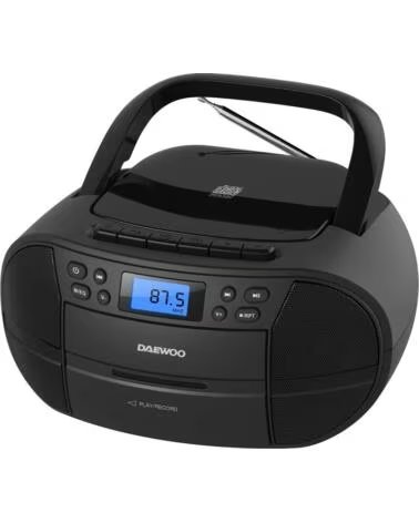 DAEWOO Radio CD DW3014- 4W- a Pilas- con Cable- Negro