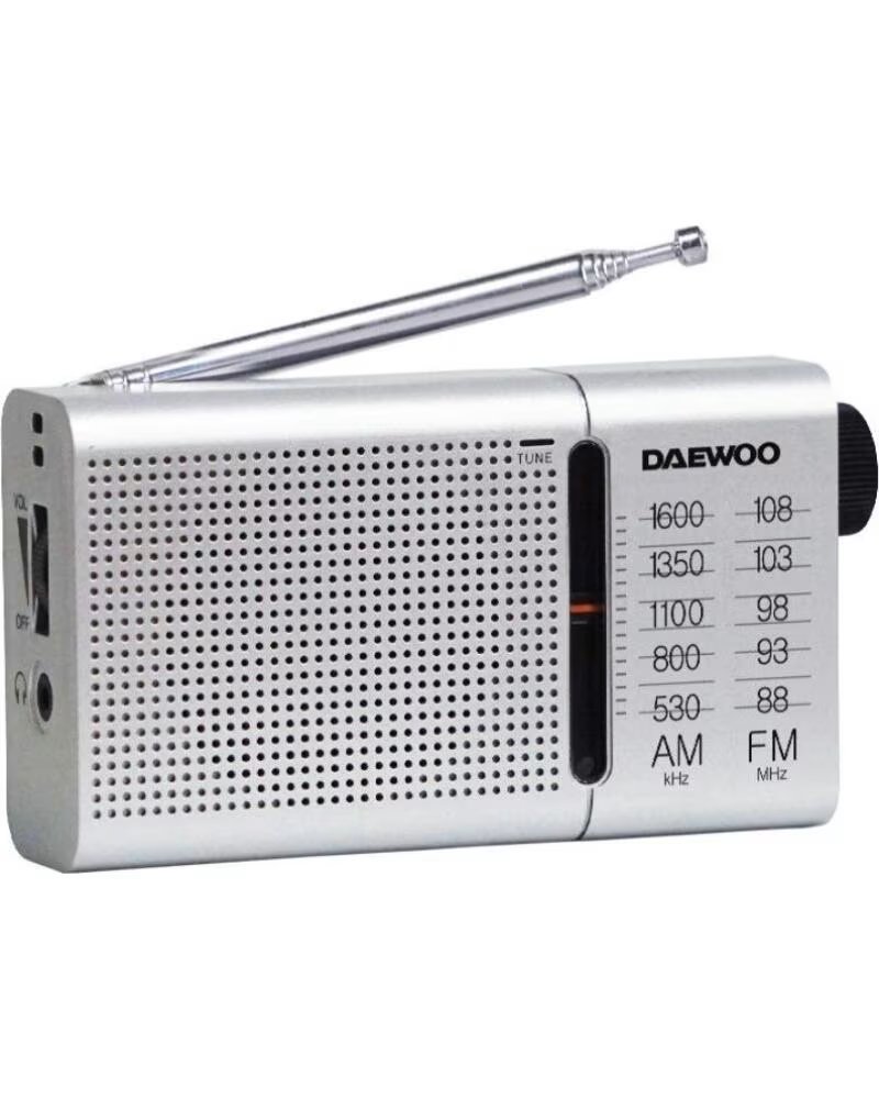 DAEWOO Radio Portatil DW1037- a Pilas- Plateada