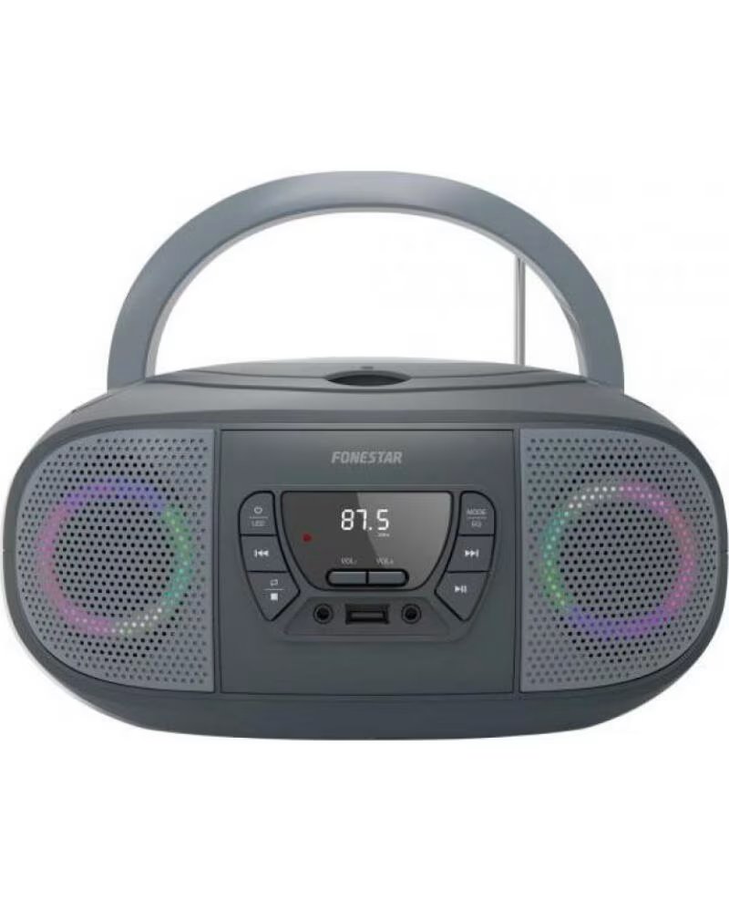 FONESTAR Radio CD BOOM-GO-G- 13W- a Pilas- con Cable- Gris
