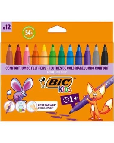 BIC Rotuladores Punta Ancha Kids Comfort Jumbo 517250- 12 unidades- Colores Surtidos