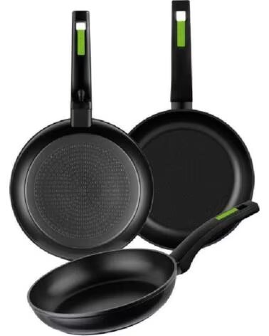 MONIX Pack 3 Sartenes Green M481241- Ø18cm- Ø22cm- Ø26cm- Aluminio forjado