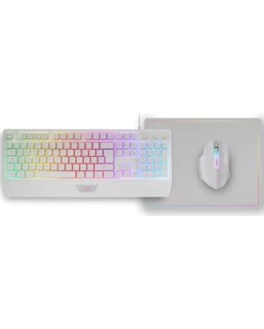 mars gaming Pack Gaming MCP124- Teclado H-MECH Raton Optico Alfombrilla- Blanco