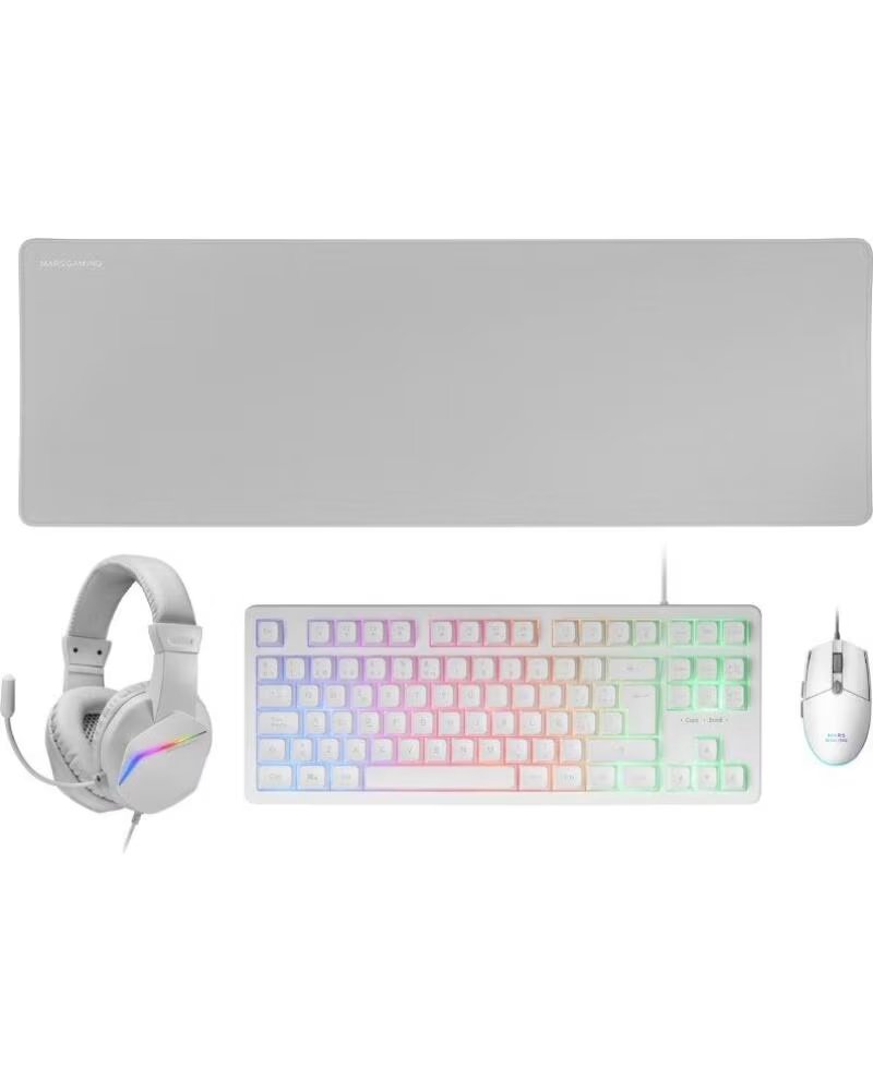 mars gaming Pack Gaming MCP-RGB3W- Teclado RGB Raton Optico Alfombrilla XXL Auriculares