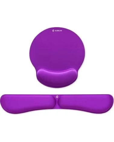 SUBBLIM Pack de Reposamunecas y Alfombrilla Ergonomica Ergo MemoryFlex- Purpura