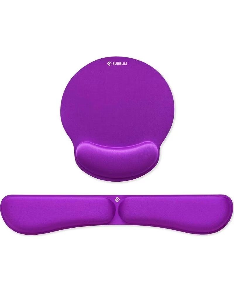 SUBBLIM Pack de Reposamunecas y Alfombrilla Ergonomica Ergo MemoryFlex- Purpura